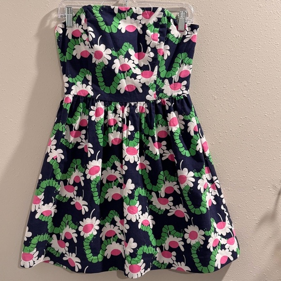 Lilly Pulitzer 4 Yum Yum Caterpillar Lottie Strapless Tube Dress Spring Summer - Picture 1 of 5